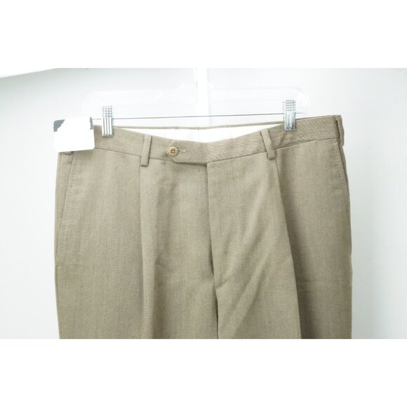 Burberry Brown Woven 100% Wool Mens Pants Trousers Sz 52 EU NEW